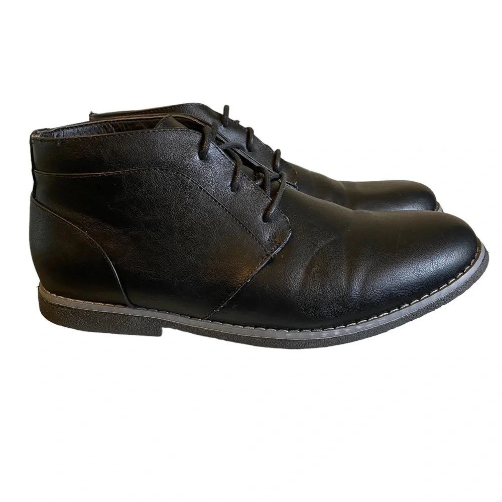 London Fog Blackstreet 2 Chukka Boot Mens 12M Black Vegan Faux Leather Blokecore